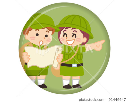 考察地圖的遠征孩子戶外童子軍冒險 考察地圖的遠征孩子戶外童子軍冒險 91446647