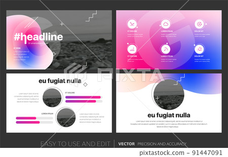 Creative presentation templates with editable design elements and infographics 91447091