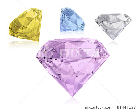 Group dazzling diamond on white background 91447158