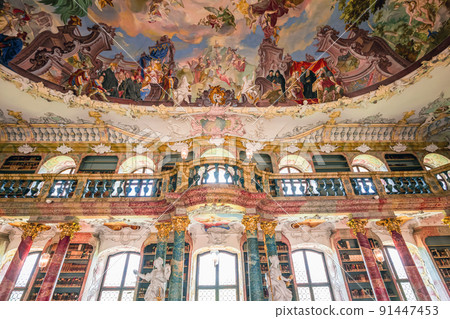 Library of Wiblingen abbey, bavaria, germany 91447453