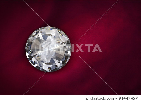 diamond on red fabric background 91447457