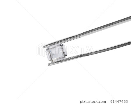 brilliant cut diamond held by tweezers brilliant cut diamond held by tweezers 91447463