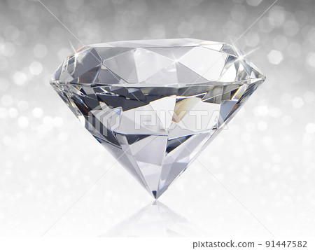 Dazzling diamond on white shining bokeh background. concept for selection best diamond gem design 91447582