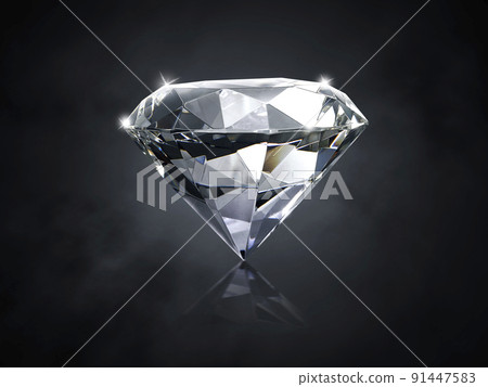 Shiny brilliant diamond placed on dark color background 91447583