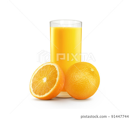 Fresh orange juice with fruits, isolated on white background Fresh orange juice with fruits, isolated on white background 91447744