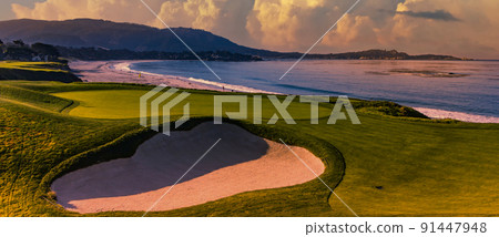 Pebble Beach golf course, Monterey, California, USA Pebble Beach golf course, Monterey, California, USA 91447948