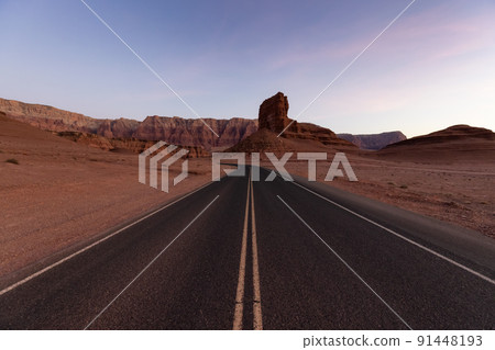 Scenic Road with Red Rock Canyon Mountain American Landscape. Scenic Road with Red Rock Canyon Mountain American Landscape. 91448193