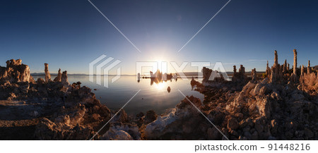 Tufa towers rock formation in Mono Lake. Sunrise Tufa towers rock formation in Mono Lake. Sunrise 91448216