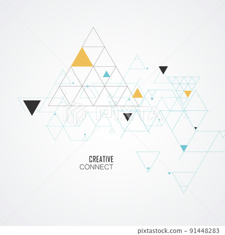 Connecting lines and dots for science network pattern. Hexagon and triangles design. Construction element network 91448283