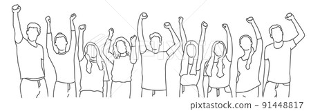 Young people waving hands. 91448817