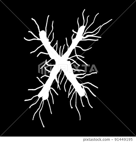 Metal music band's font.White letter with smudges on black background. 91449195