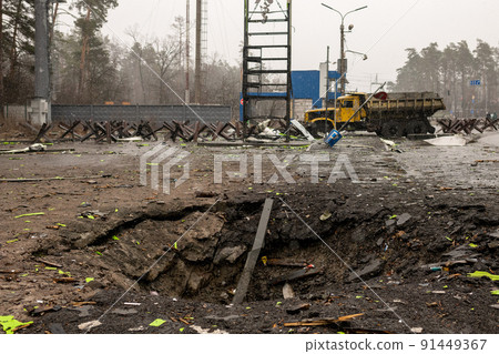 Photography to theme war destroyed Ukraine it russian troops 91449367