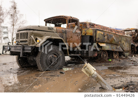 Photography to theme war destroyed Ukraine it russian troops Photography to theme war destroyed Ukraine it russian troops 91449426