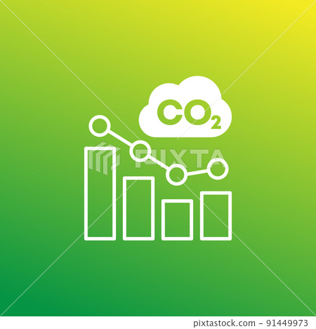 co2 gas, reducing carbon emission icon with graph co2 gas, reducing carbon emission icon with graph 91449973