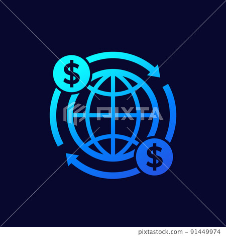 money transfer worldwide, global payments icon money transfer worldwide, global payments icon 91449974