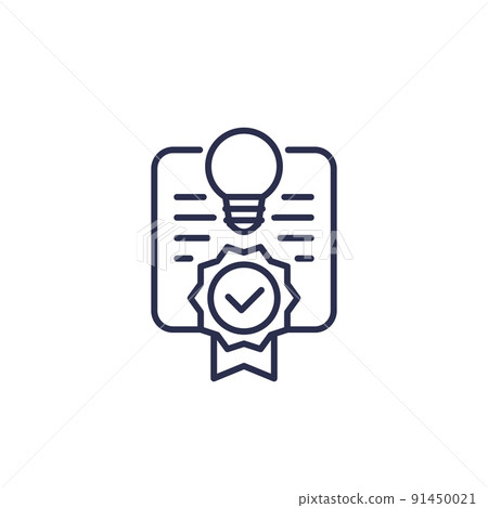 patent, certificate line icon on white, vector patent, certificate line icon on white, vector 91450021