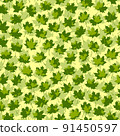 Seamless green background with maple leaves. 91450597