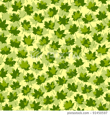 Seamless green background with maple leaves. 91450597