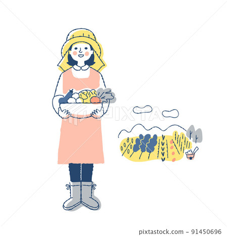 Vegetable farmer woman and field 91450696