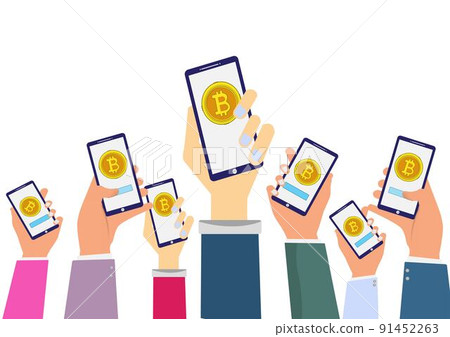 Hands man Business and smart phone Show icon Bitcoin. Hand business use mobile phone and use App Bitcoin for web internet and exchange money.Exchange,Vector Cryptocurrency and digital coin icon. Hands man Business and smart phone Show icon Bitcoin. Hand business use mobile phone and use App Bitcoin for web internet and exchange money.Exchange,Vector Cryptocurrency and digital coin icon. 91452263