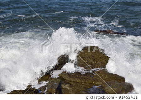 Rough waves in rocky areas of the Sea of Japan Rough waves in rocky areas of the Sea of Japan 91452411