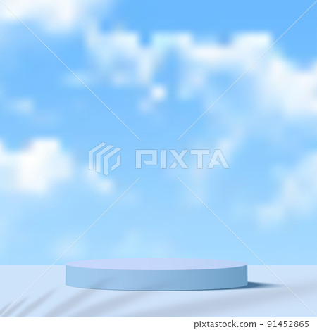 Abstract 3d blue color scene with sky podium platform. Vector 91452865