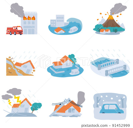 Natural disaster illustration set Natural disaster illustration set 91452999