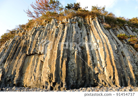 Gaetkak columnar joint, columnar joint, cliff, cliff, beach, coast, lava, natural cave, sunset, 91454737