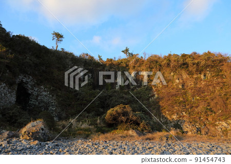 Gaetkak columnar joint, columnar joint, cliff, cliff, beach, coast, lava, natural cave, sunset, 91454743