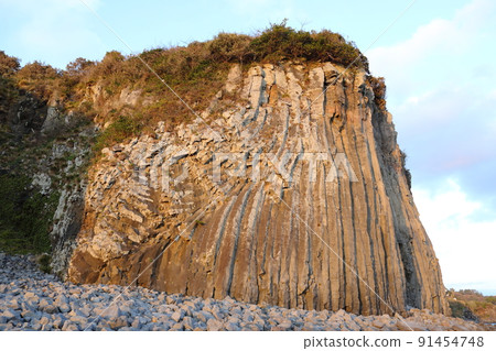 Gaetkak columnar joint, columnar joint, cliff, cliff, beach, coast, lava, natural cave, sunset, 91454748
