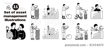 Illustration set of men and women who manage assets Illustration set of men and women who manage assets 91454970