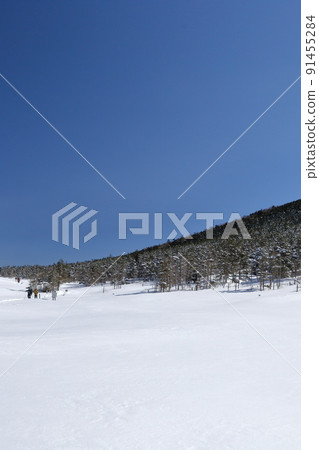 雪山風景，山下柔和（長野縣茅野市北代小岳壺庭自然公園） 91455284
