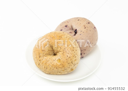 百吉餅麵包白色背景 91455532