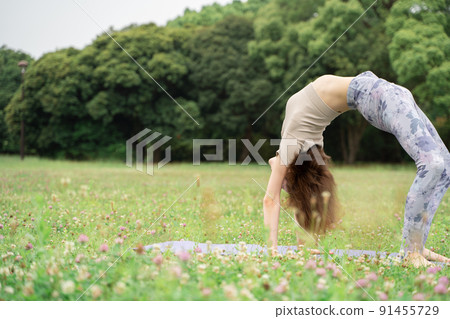 Park yoga upward bow pose 91455729