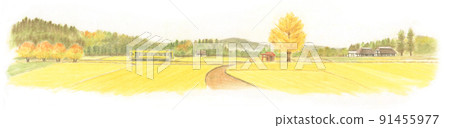 A train running in the yellow leaves 91455977