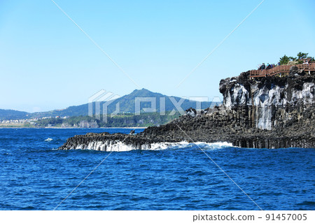 Daepodong columnar joint, columnar joint, coast, Seogwipo, tourist attraction, lava, sea, wave, summer resort, Daepodong columnar joint, columnar joint, coast, Seogwipo, tourist attraction, lava, sea, wave, summer resort, 91457005