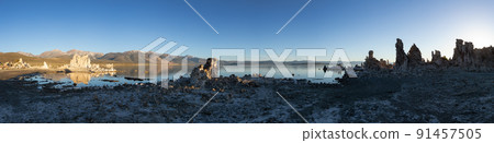 Tufa towers rock formation in Mono Lake. Sunrise Tufa towers rock formation in Mono Lake. Sunrise 91457505