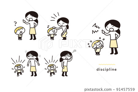 Illustration set about child discipline Illustration set about child discipline 91457559
