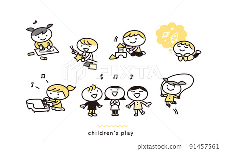 Illustration set of children playing 91457561