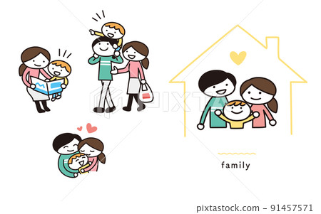 Illustration set of a close family 91457571