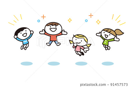 Illustration set of jumping children 91457573