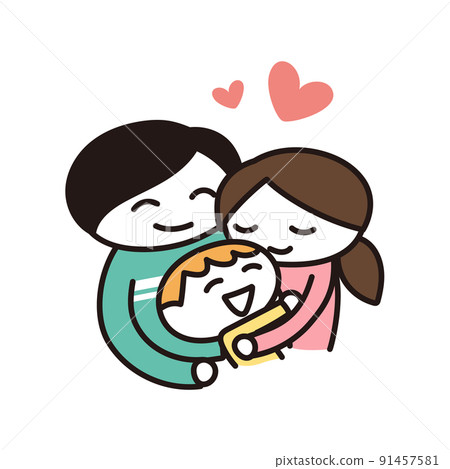 父母和孩子之間的愛的例證 91457581