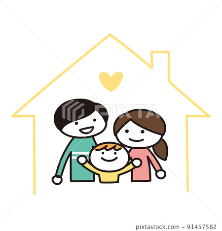 一個家庭的父母和孩子的插圖 91457582