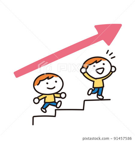 Illustration of a child climbing the stairs Illustration of a child climbing the stairs 91457586