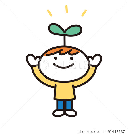 Illustration of a child with a bud of talent 91457587