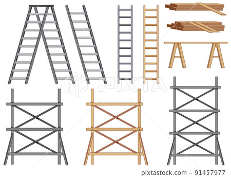 Set of different scaffolding and ladders Set of different scaffolding and ladders 91457977