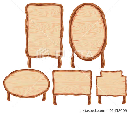Set of wooden sign banner 91458009
