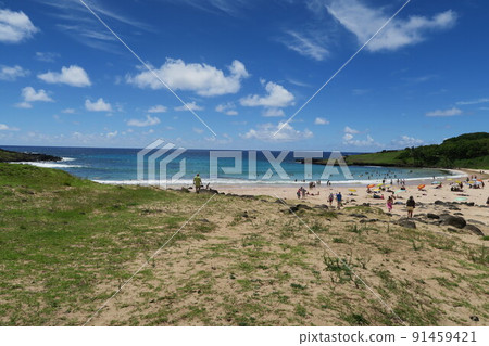 Anakena Beach on Easter Island 91459421
