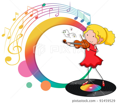 Violin musician cartoon with music melody symbols 91459529
