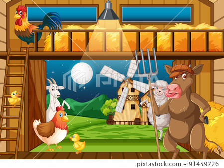 Farm scene with many animals Farm scene with many animals 91459726